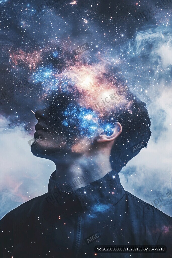 夢幻星空人腦融合景象