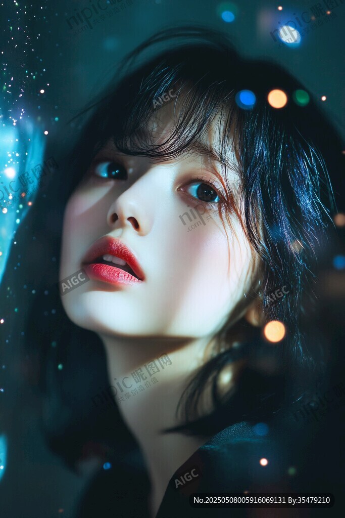 夢(mèng)幻光影下的魅力少女