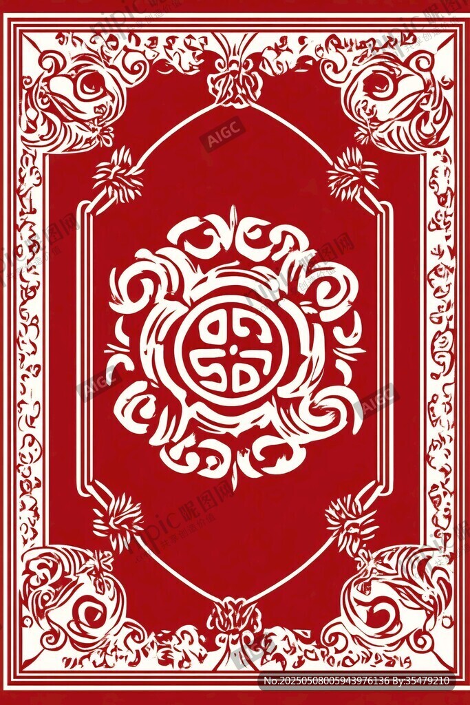 中式紅底白紋傳統(tǒng)裝飾圖案