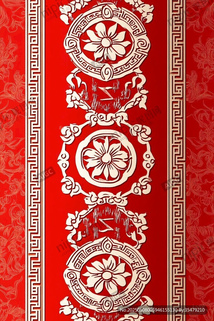 中式紅底傳統(tǒng)花紋裝飾圖