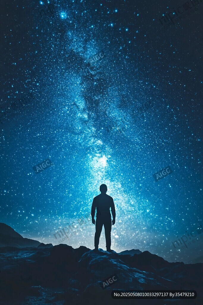 仰望星空的孤獨身影