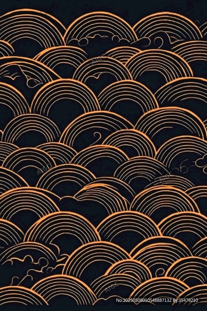 中式海浪紋圖案背景