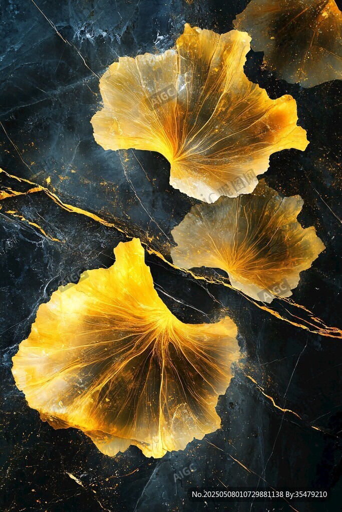 金色銀杏葉的夢幻紋理
