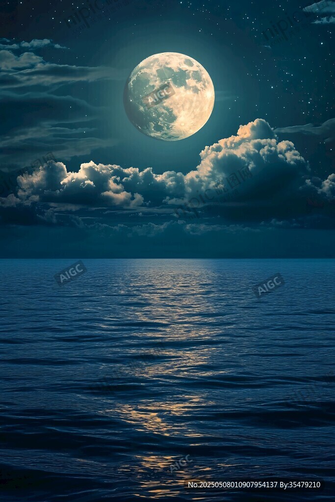 月夜下的靜謐海面