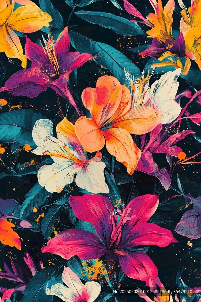 繽紛多彩花卉圖案