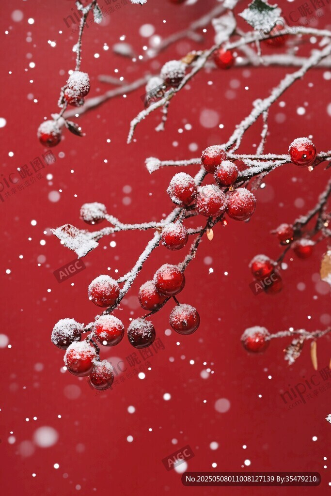 雪中紅果枝頭俏