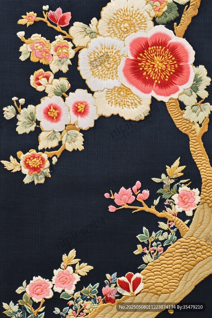 中式刺繡繁花圖案