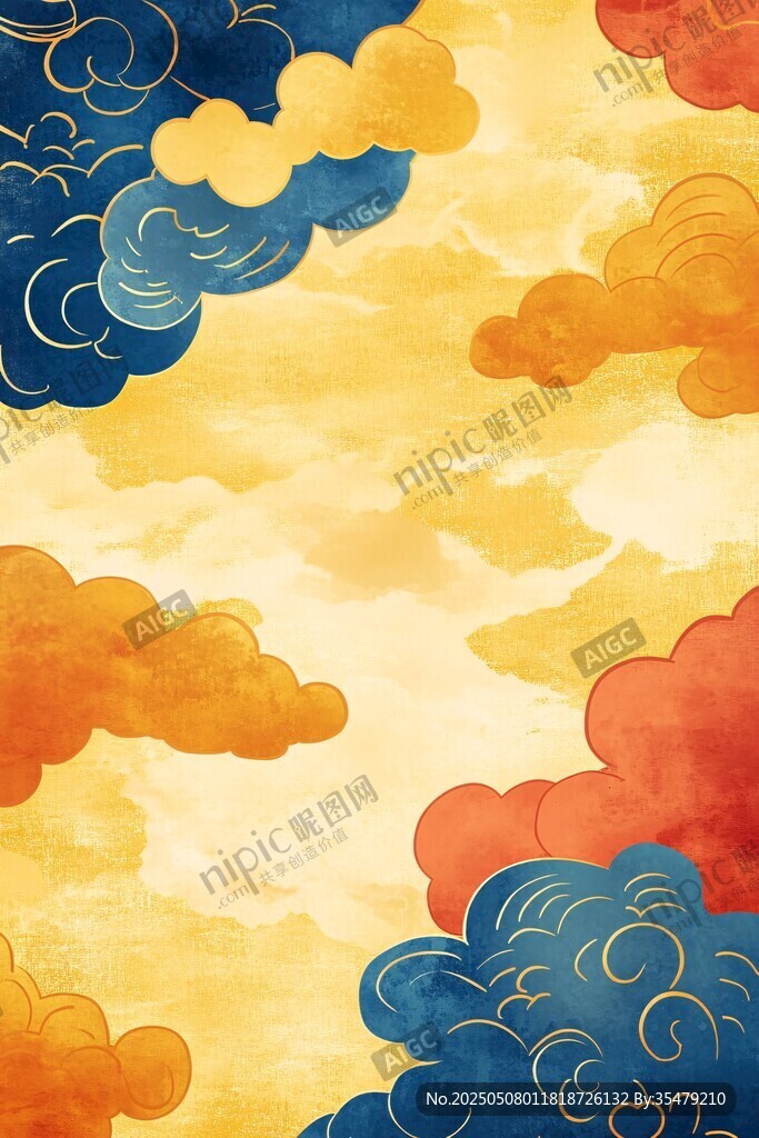 中式夢幻彩云背景圖
