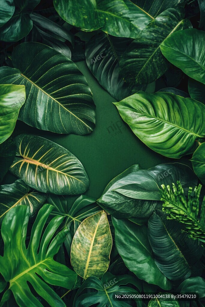熱帶綠葉交織的自然盛景