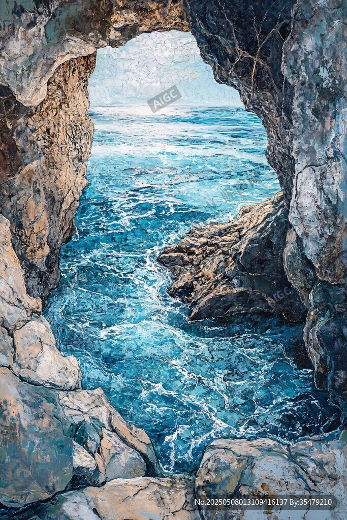 透過巖洞望碧海