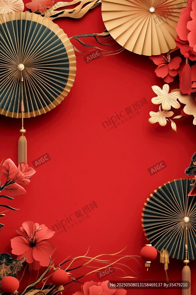 中式喜慶風裝飾背景圖