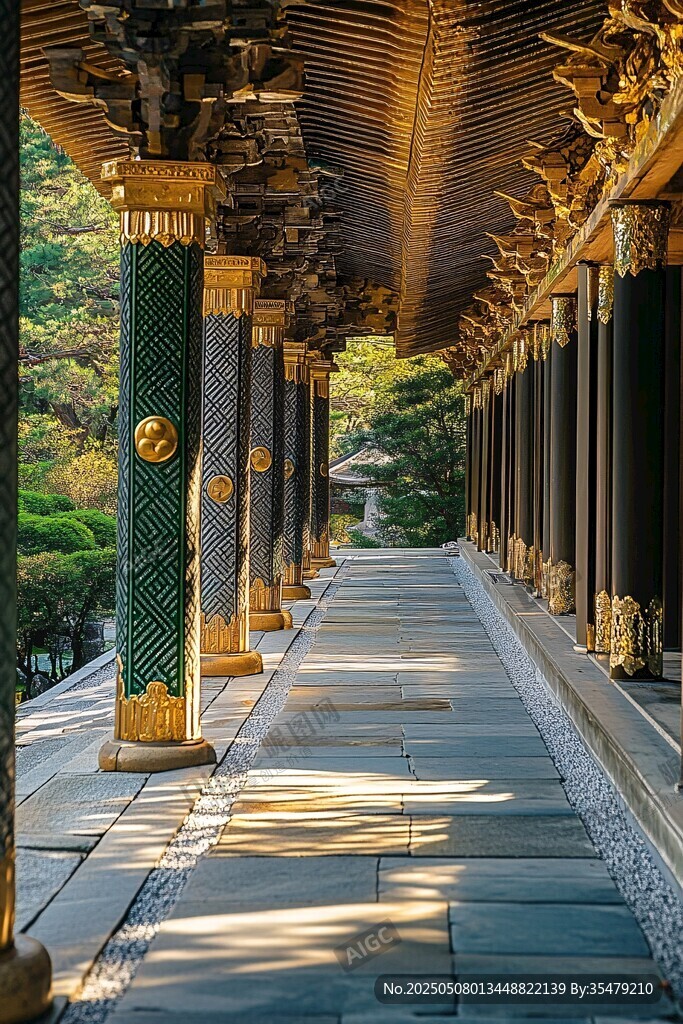 古建長廊的精致華麗景致