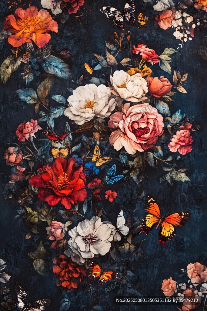 繁花蝴蝶圖