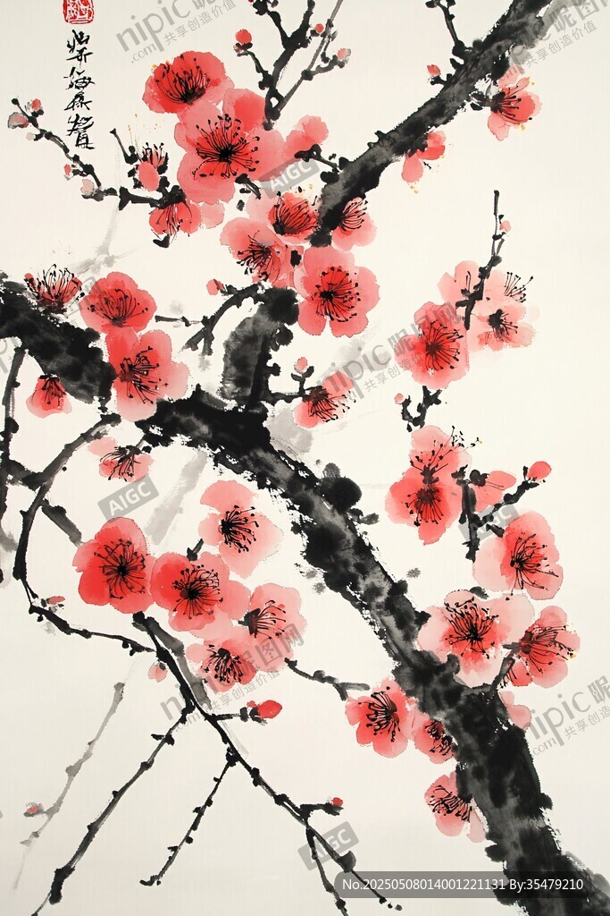 紅梅傲雪圖