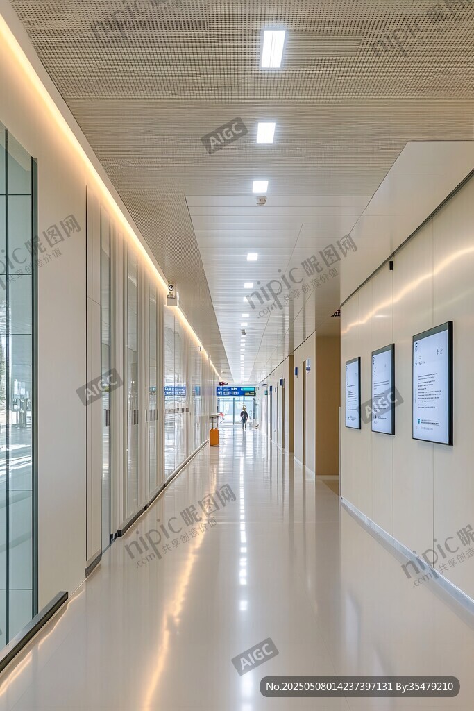 現代明亮的醫院走廊空間