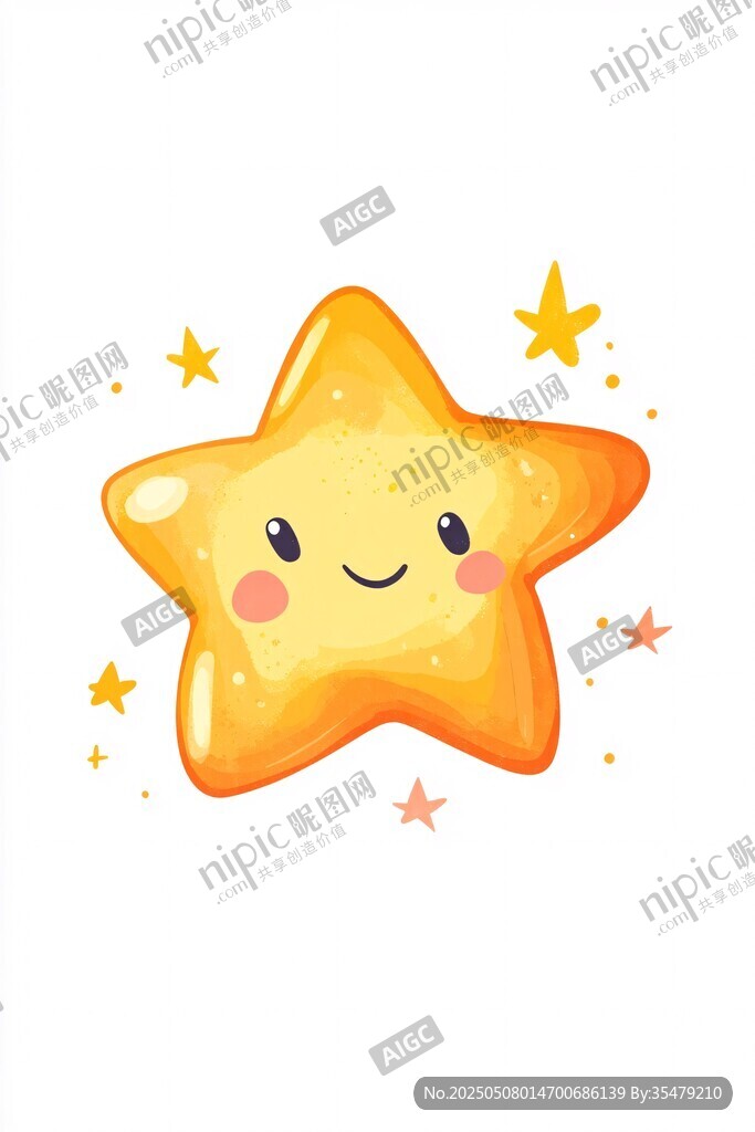 可愛笑臉星星插畫