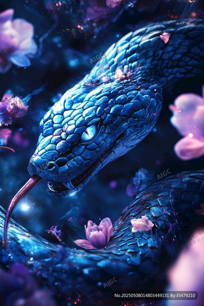 夢(mèng)幻藍(lán)蛇穿梭于繁花間