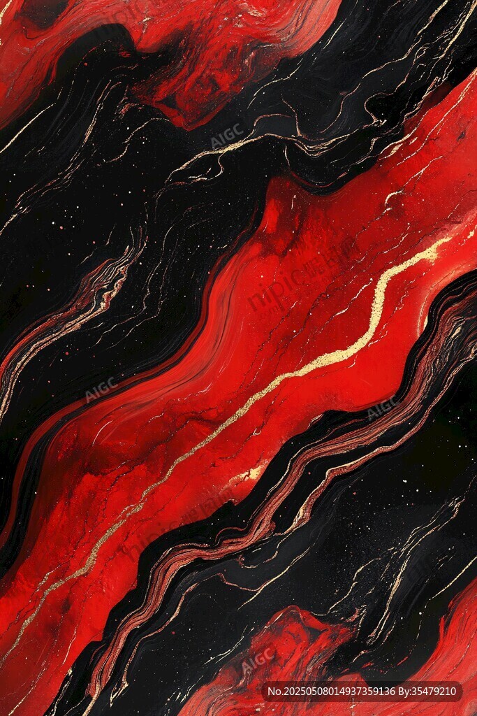 紅黑交織的流體藝術紋理