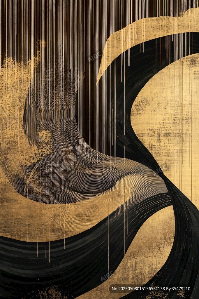 黑金抽象藝術紋理畫作