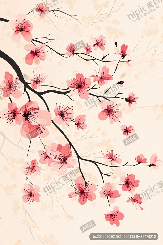 春日爛漫桃花枝