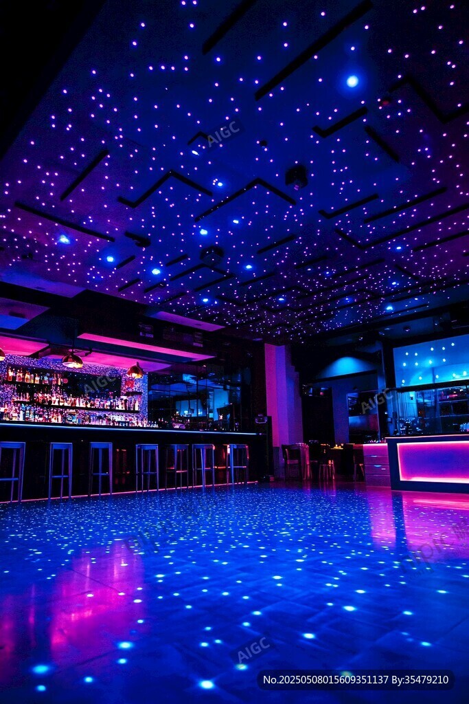 夢幻星空主題酒吧室內場景