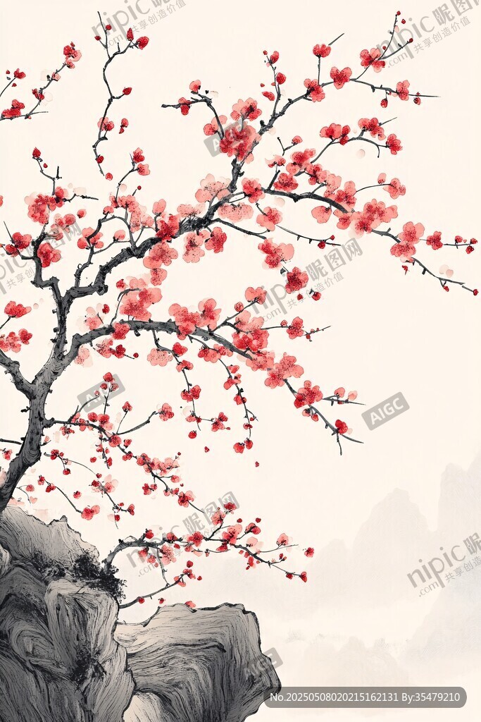 紅梅傲雪圖