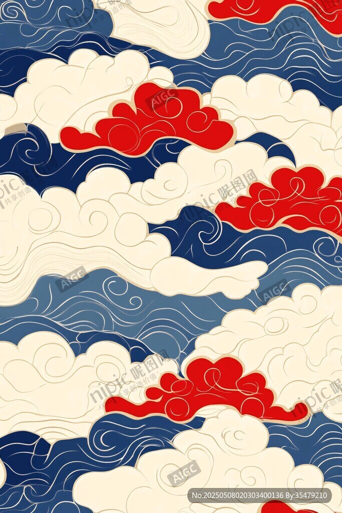 中式云紋海浪傳統(tǒng)圖案