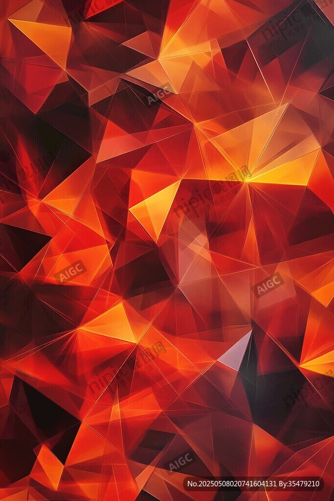 紅色多邊形幾何抽象背景圖
