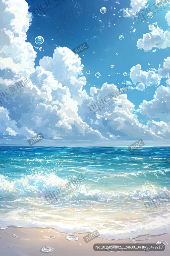 夢幻海景 藍天碧海白云間