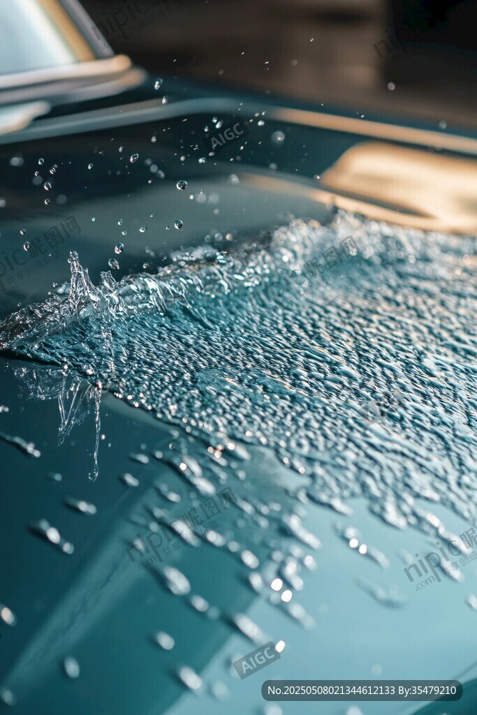 水珠飛濺在復古汽車表面