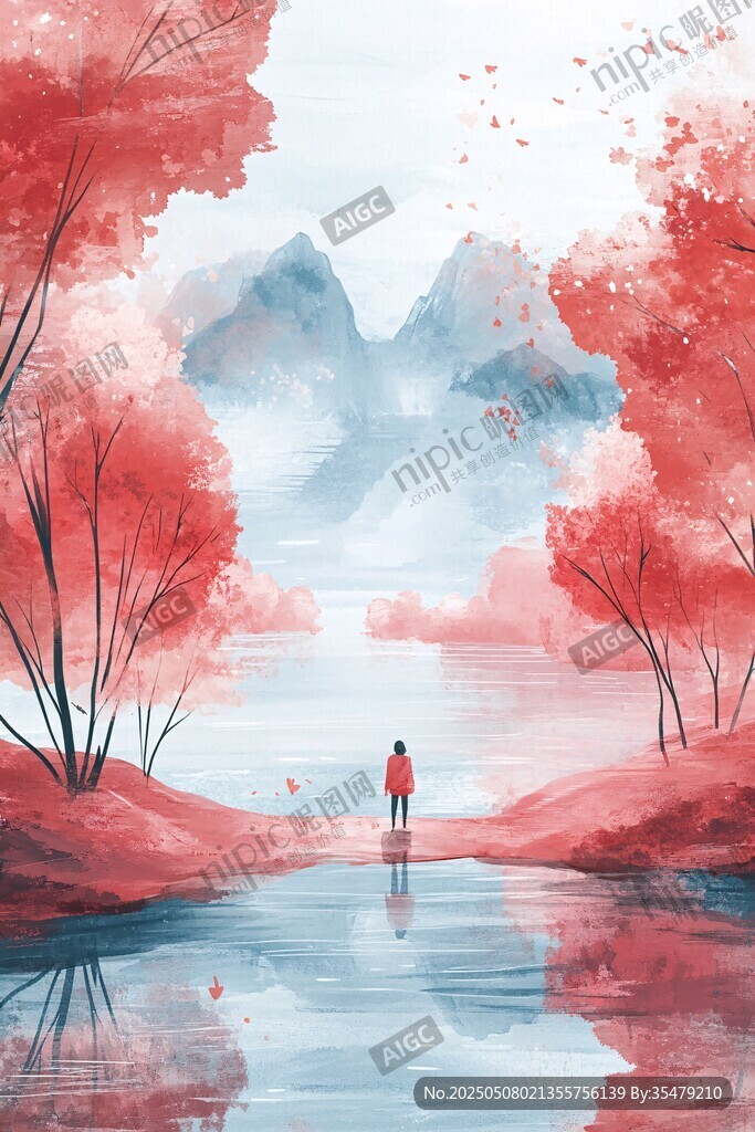 秋日湖畔獨(dú)行者