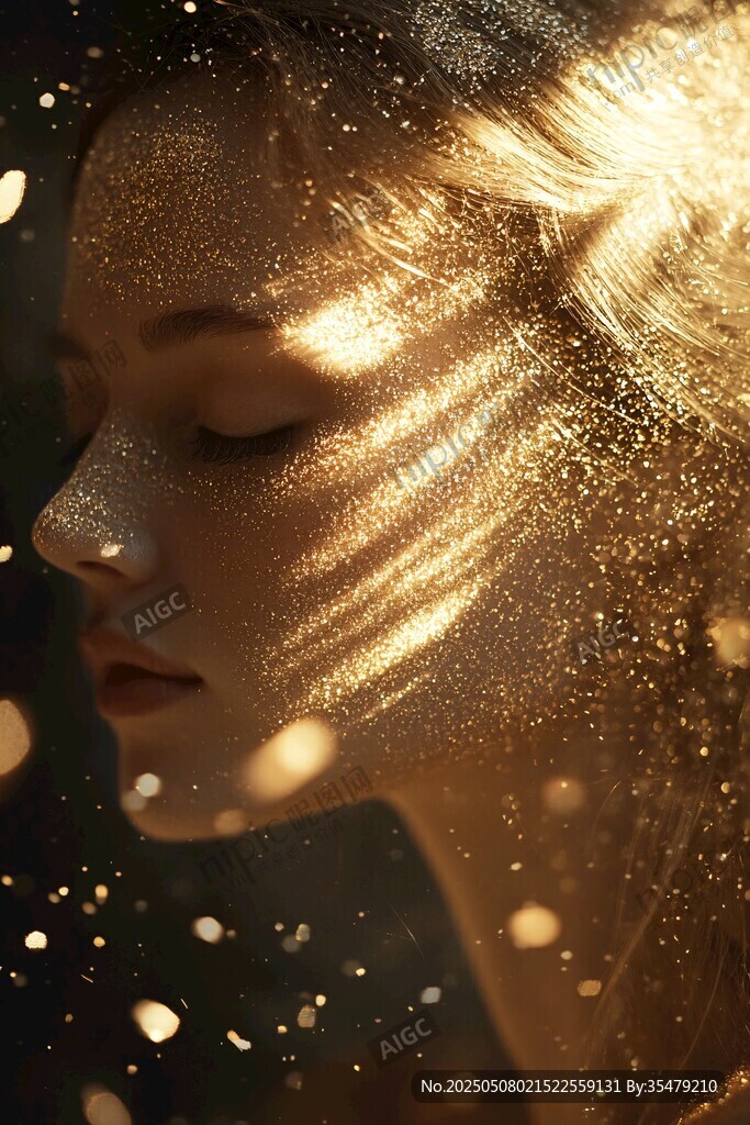 夢幻金粉下的唯美女性側(cè)顏