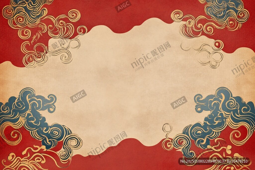 中式古典祥云紋理背景圖