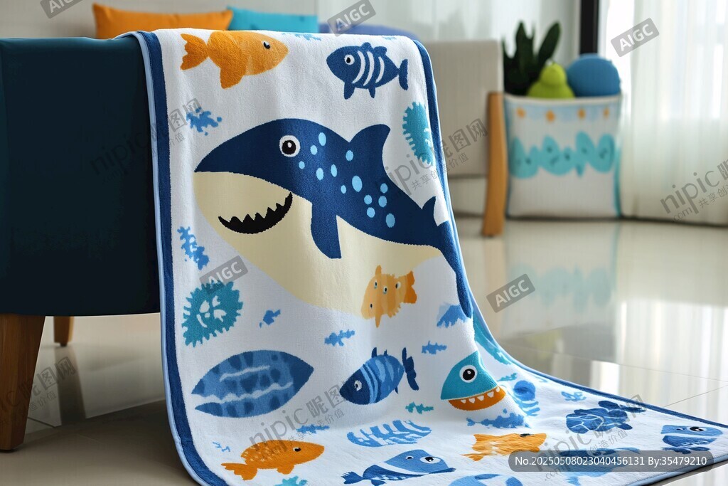 海洋動物圖案兒童毛毯