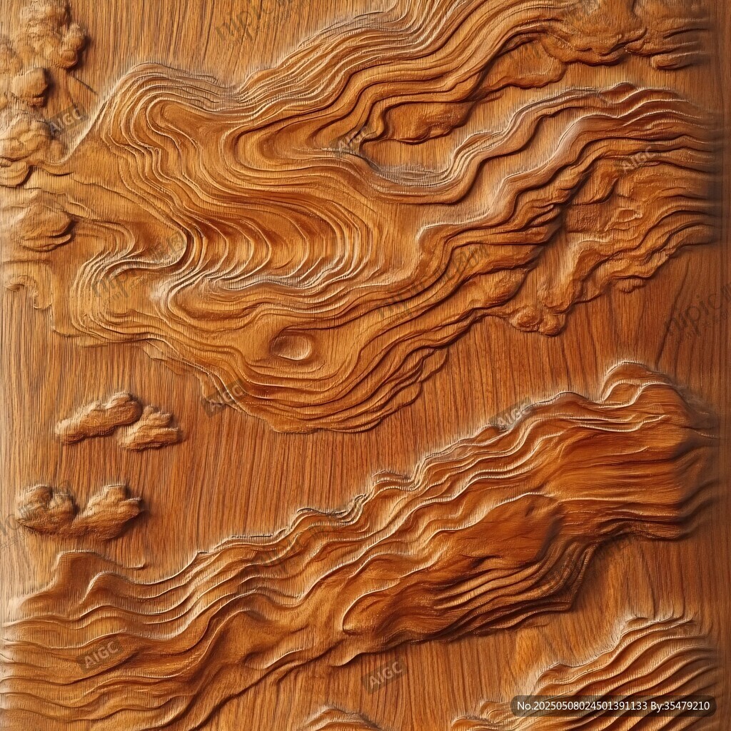 木雕云海圖案紋理精美