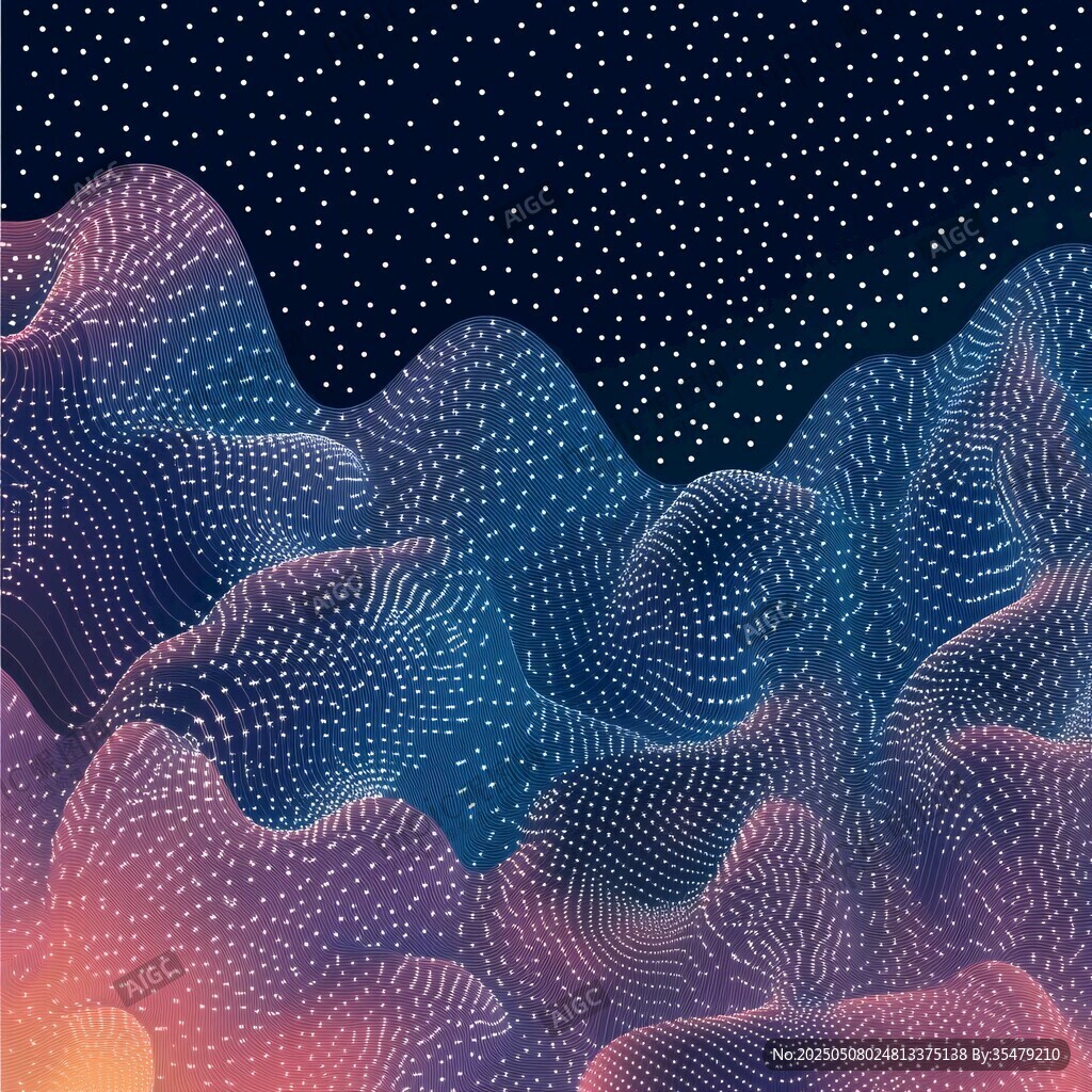 夢幻波點(diǎn)山巒星空背景圖