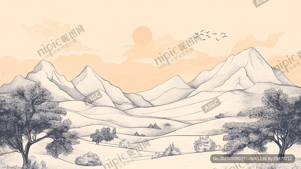 日暮山巒景 靜謐自然風(fēng)