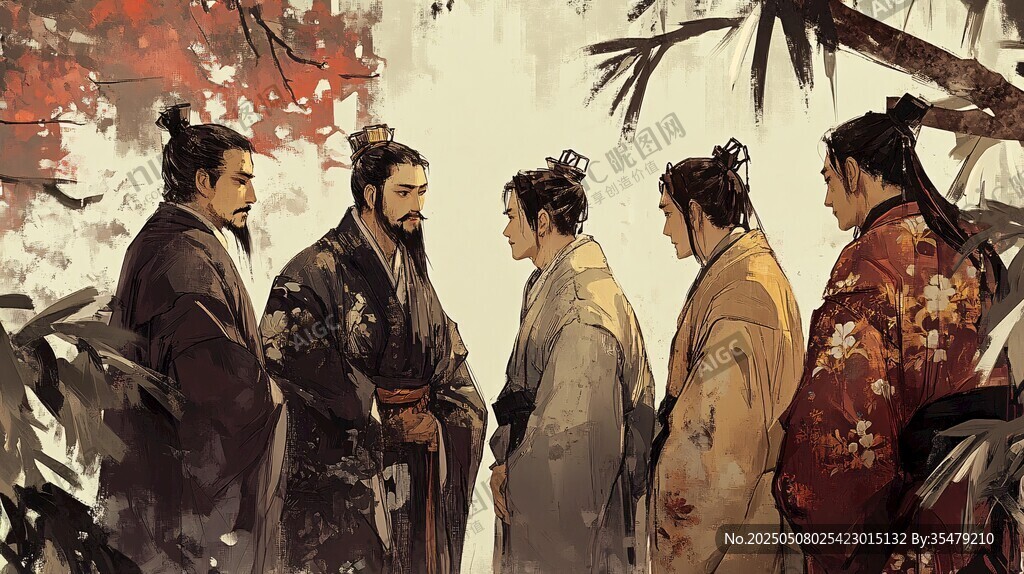 古代名士相聚交流場景