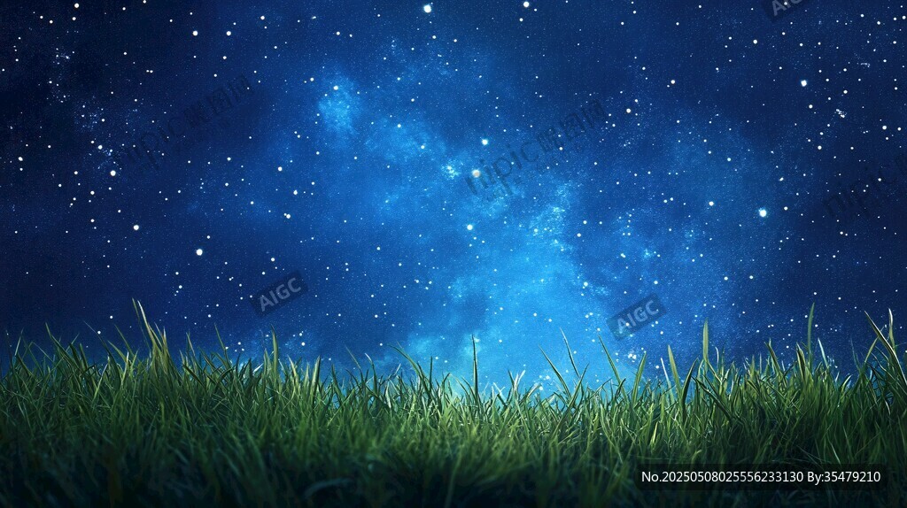 星空下的翠綠草地