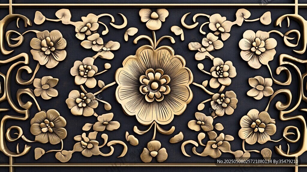 中式金色雕花裝飾圖案