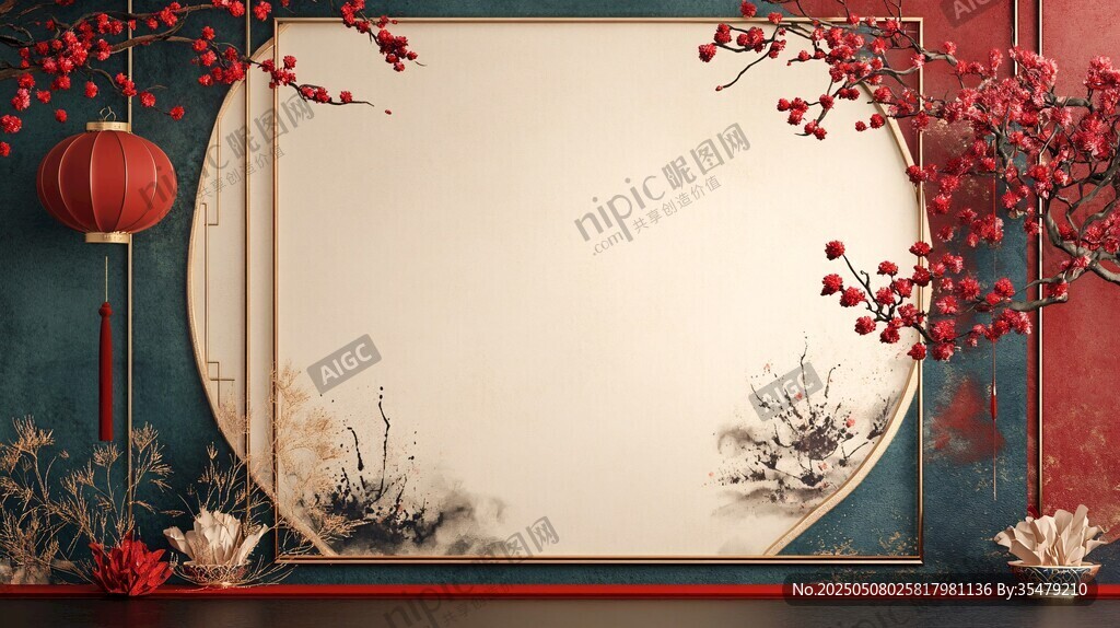 中式古風(fēng)新春裝飾背景圖