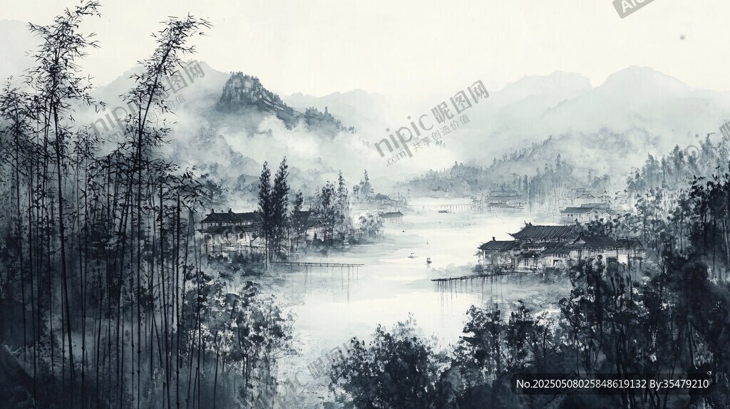 水墨山水間的靜謐景致