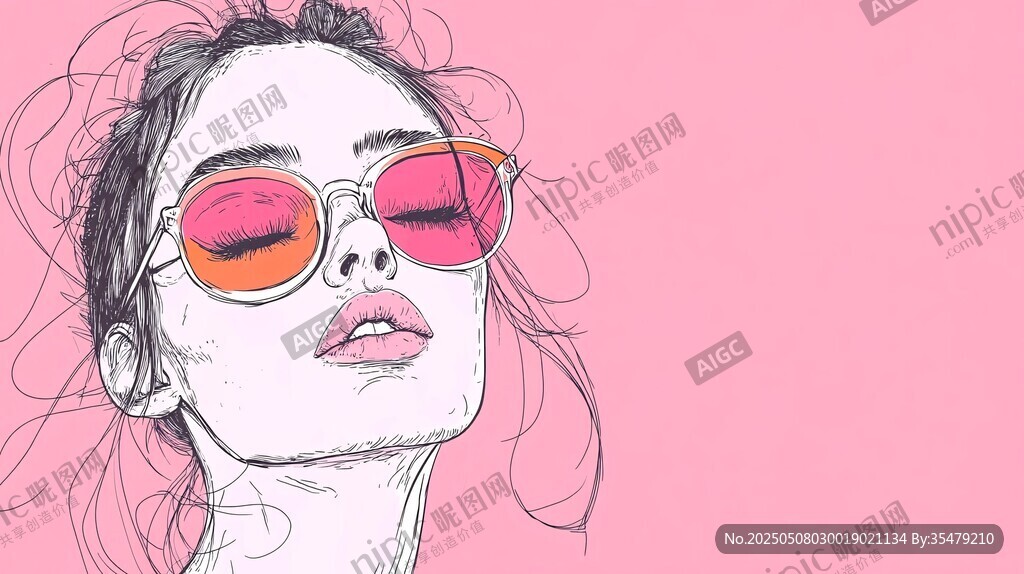 戴粉墨鏡的時(shí)尚女孩