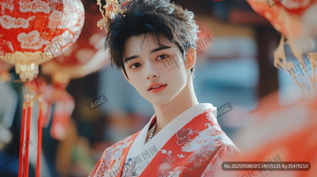 古風(fēng)少年身著華服迎佳節(jié)