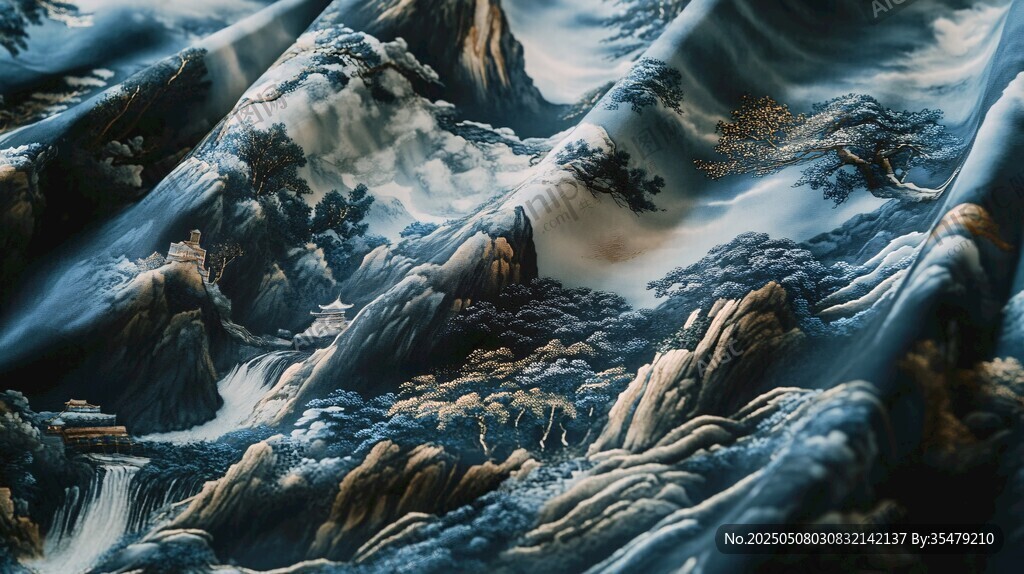 水墨風格壯麗山水景觀