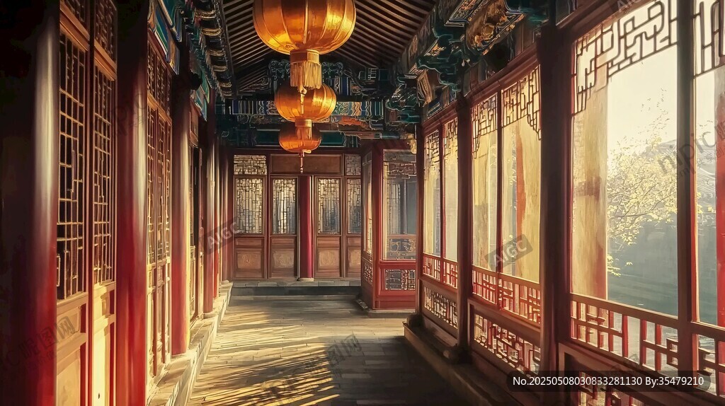 古色古香中式長廊美景