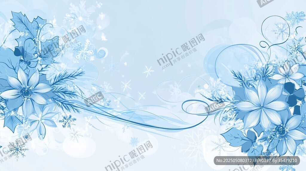 藍(lán)色花卉夢幻背景圖案