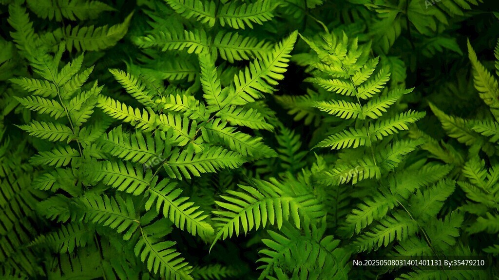 翠綠蕨類植物葉片特寫