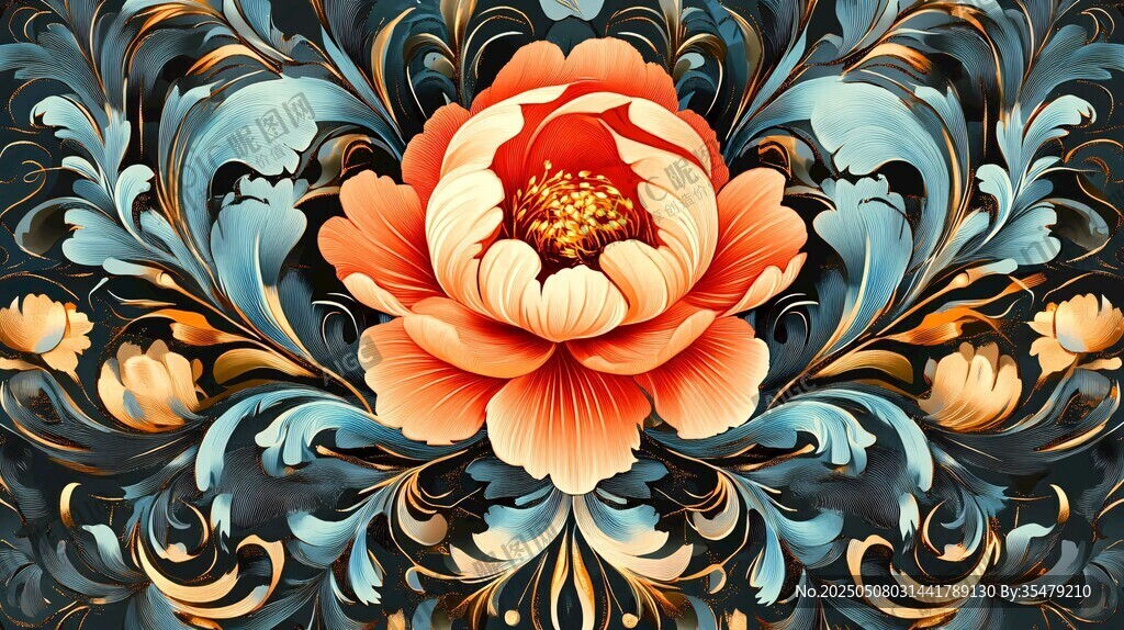 華麗花卉裝飾圖案