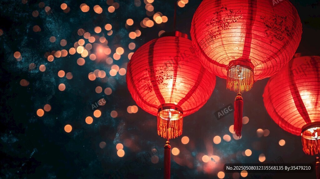 喜慶紅燈籠點(diǎn)亮夜之美